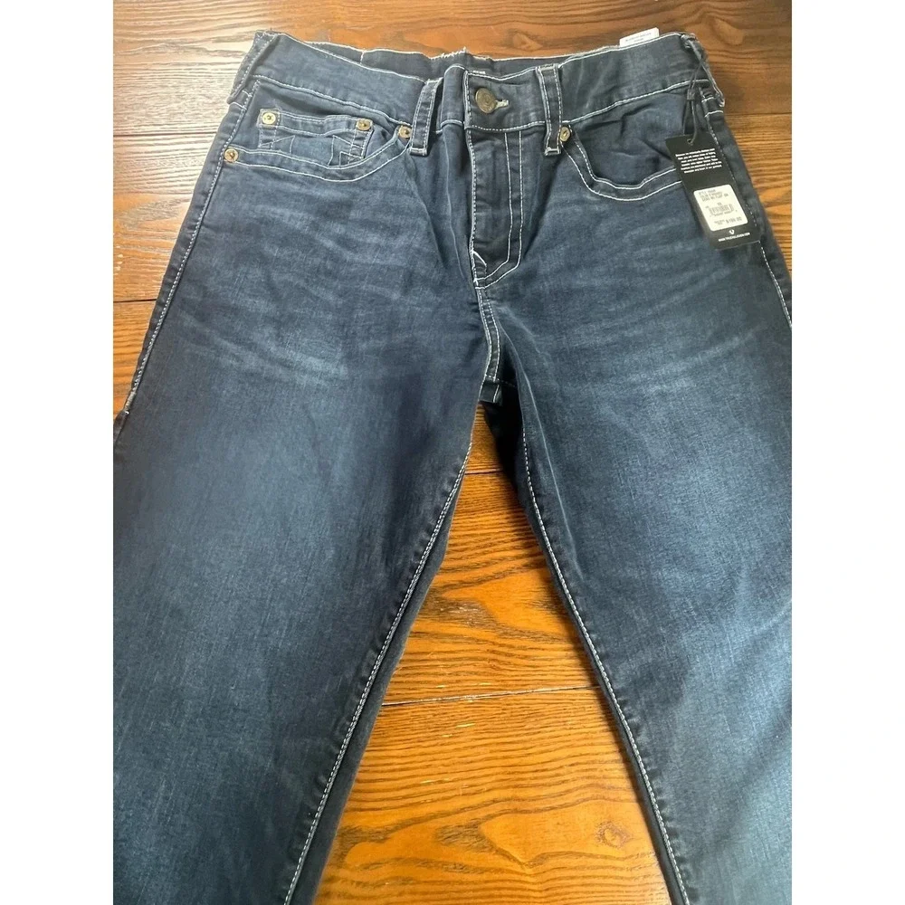 True Religion Geno Relaxed Slim Straight Leg Denim Jeans Men's 33 Blue No Flap